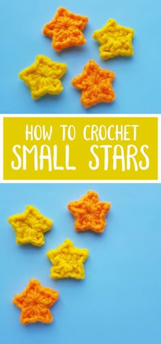 how to crochet small stars on a blue background