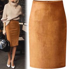 Skirt Diy, Bodycon Pencil Skirt, Midi Pencil Skirt, Rock Outfit, Womens Pencil Skirts, Midi Skirt Pencil, Skirt Women, Suede Fabric, Body Con Skirt