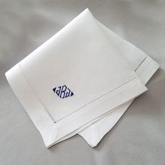 This exquisitely made custom monogrammed handkerchief is created using a premium Europen linen. Embroidered with the monogram of your boyfriend, fiance, dad, husband, grandpa, brother makes for a special personalized gift they will love. Detailed with a handmade hemstitch border detail for a touch of elegance. Handkerchief / Pocketsquare Details:* Premium 100% linen, white* One inch handmade hemstitch border* Measures 15 x 15 inches square* Monogram only - 1, 2 or 3 initial* All personalized emb Classic Handkerchiefs With Initials For Wedding Gift, Elegant White Handkerchiefs For Personalized Gift, Classic Monogram Handkerchiefs For Wedding Gift, Elegant Customizable Handkerchiefs For Personalized Gifts, Classic Embroidered Handkerchiefs For Wedding Gift, Classic Cotton Handkerchiefs As Gift, White Monogrammed Handkerchiefs As Gift, White Monogram Handkerchiefs As Gift, White Monogrammed Handkerchiefs For Gift