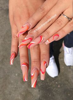 Trendy Acrylic Nail Designs 2023, Miami Inspired Nails, Time Nails, Drip Nails, Simple Acrylic Nails, Glow Nails, Classy Acrylic Nails