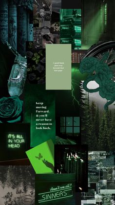 the collage shows green and black colors