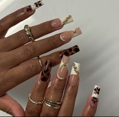 Maximalist Nails Fall, Fall Maximalist Nails, Long Nail Inspo Acrylic, Fall Nail Inspiration Acrylic, Fall Sets Nails, Long Fall Nails, Acrylic Nails Almond Shape, Long Nail Designs, Summery Nails