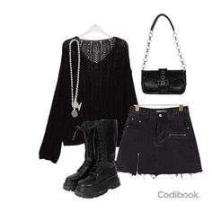 Tumblr Grunge Aesthetic Outfit, Simple Gothic Outfits, Gothic Academia Fashion, Black Outfits Edgy, Gothic Academia, Outfits Edgy, 2000s Clothes, Academia Fashion, All Jeans