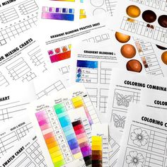 several different color samples on top of each other with the words coloring worksheets