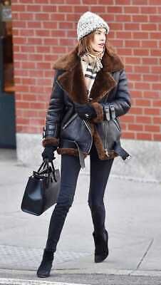 Great shopping ideas for Women's Black Sheepskin Winter Fur & Leather Warm Women's Jacket Coat , Womens Coats Jackets Moto Jacket Street Style, Warm Jackets For Women, Alexa Chung Style, Warm Winter Jackets, Sheepskin Jacket, Kate Hudson, Olivia Palermo, Alexa Chung, Dakota Johnson