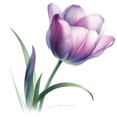 two purple tulips on a white background