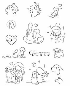 an image of some cute animals and hearts