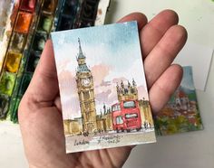 London painting city sketch ACEO Original art watercolor painting  Miniature artwork  100% original hand painted fine art. From my AnaMuStudio (artist Anastasia Mukhina). Original painting made in size: -- 8.75 x 6.25 cm / 3.5" x 2.5" IMPORTANT DETAILS: -- Watercolor ACEO on watercolor paper. -- Watercolor artworks is needed to avoid straight sunlight.  -- Colors of painting maybe vary, due to different monitor settings. SHIPPING: -- Artwork will be carefully packed to prevent any damage. -- Tra England Sketch, London Watercolor, Shipping Artwork, London Painting, Painting City, City Sketch, Watercolor Poster, Art Watercolor Painting, Diy Watercolor Painting