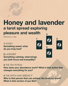 an advertisement for honey and lavender, with instructions on how to use the product in this ad