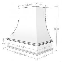 a drawing of a range hood with measurements