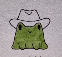 a drawing of a frog wearing a hat