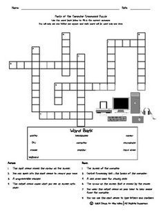 a crossword puzzle with words and pictures on the page, which includes an image of a