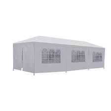 a large white tent with windows on the front and side walls, set against a white background