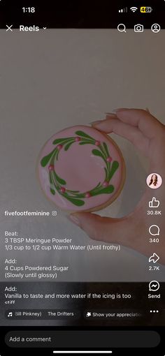 someone is holding a pink plate with green designs on it and the text reads, i love