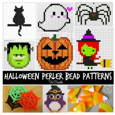 halloween perler bead patterns including pumpkins, jack - o - lanternes and more