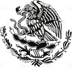 the coat of arms of mexico with an eagle on it's head and two snakes in its claws