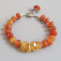 Fiery Carnelian Citrine Bracelet Nugget Sterling Silver Bead ... Citrine Bracelet, Sterling Silver Bead Bracelet, Carnelian Jewelry, Boho Cottage, Silver Bead Bracelet, Gemstone Beaded Bracelets, Silver Bead, Gemstone Bracelets, Cottage Chic