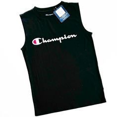 a black tank top with the word champion on it