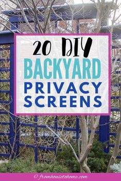 the back yard privacy screen with text overlay reading 20 diy backyard privacy screens