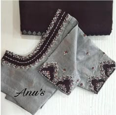 Grey Colour Blouse Maggam Work, Grey Blouse Designs For Saree, Grey Blouse Designs, Blouse Designs Aari Work, Maggam Blouses, Blouse Maggam Work, Maggam Work Blouse