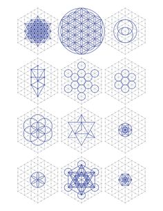 the sacred symbols and their meanings are shown in blue ink on a white paper background