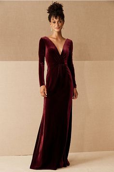 Ellis Velvet Dress - BHLDN Burgundy Evening Dress, Bridesmaid Dresses Boho, Formal Bridesmaids Dresses, Boho Wedding Dress Lace, Velour Dress, Velvet Maxi Dress, Formal Evening Dress, Maxi Bridesmaid Dresses, Evening Dresses Short