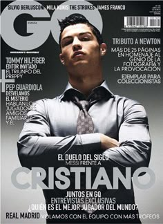 the cover of gq magazine with a man in a shirt and tie on it