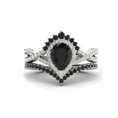 a black and white diamond ring set