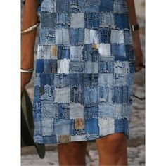 Blue Women's Casual Dress Shift Dress Print Dress Geometric Color Block Print V Neck Mini Dress Active Fashion Outdoor Daily Half Sleeve Regular Fit Blue Fall Spring S M L Xl Xxl Casual Sweaters Women, Dress Geometric, V Neck Mini Dress, Sweater Dress Casual, Recycled Clothing, Mini Sweater Dress, Denim Bag, Half Sleeve, Women's Casual