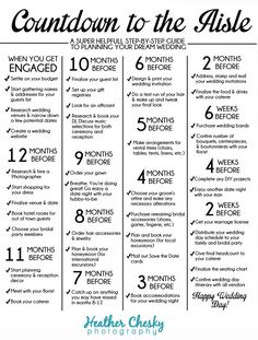 a printable wedding checklist with instructions for the bride and grooms to use