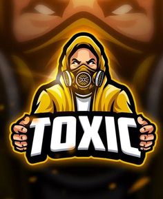 a man wearing a gas mask holding the word toxic in front of his face