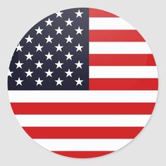 the american flag on a round sticker