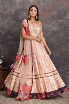 Look your best at weddings and festive occasions in this beautiful cream chanderi Banarasi Anarkali suit with floral border. It comes with a matching dupatta. Fitted Floor-length Anarkali Set With Embroidered Border, Elegant Cream Floor-length Anarkali Set, Festive Floor-length Beige Anarkali Set, Luxury Floral Print Floor-length Anarkali Set, Embroidered Cream Anarkali Set Floor-length, Banarasi Anarkali, Indowestern Outfits, Suits Sharara, Sharara Suits