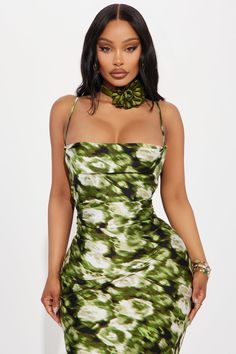 Available In Burgundy And Olive. Satin Maxi Dress Velvet Rose Choker Included Cowl Neck Adjustable Spaghetti Straps Hidden Back Zipper Half Lined Non Stretch Disclaimer: Print Placement May Vary. 100% Polyester Imported | Hot Date Satin Maxi Dress in Olive Green size 2X by Fashion Nova Fitted Satin Maxi Dress With Floral Print, Pre-draped Satin V-neck Maxi Dress, Ruched Satin Maxi Dress With V-neck, Green Printed V-neck Maxi Dress, Party Maxi Dress With Abstract Print And V-neck, Rose Choker, Service Women, Free Dresses, Satin Maxi