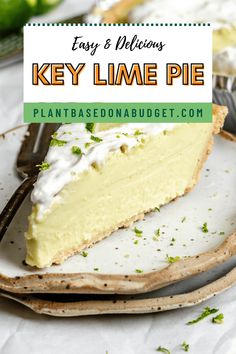 a slice of key lime pie on a plate