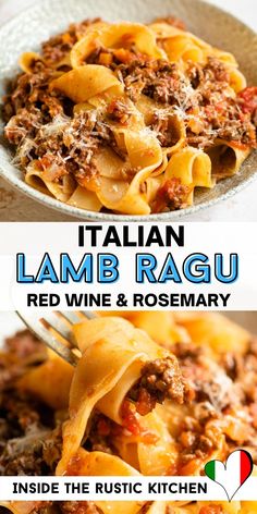 italian lamb ragu with red wine and rosemary is an easy dinner that's ready in under 30 minutes