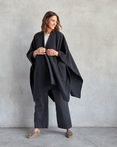 One of the most versatile, travel-friendly pieces in any wardrobe, crafted with recycled wool and recycled nylon. Like wearing a cozy blanket but in a soft, oversized waterfall cardigan style you can throw on over anything, and yes, we mean anything. Sorted, recycled, spun, and woven in Italy, our partner Manteco created a plush fabric that is made from a blend of recycled wool and recycled nylon, helping to divert pre- and post-consumer virgin wool textiles from landfills and putting this valua Oversized Merino Wool Outerwear For Winter, Oversized Merino Wool Outerwear For Fall, Oversized Merino Wool Outerwear For Work, Oversized Cashmere Wraps For Winter, Cozy Wool Outerwear For Layering, Oversized Cozy Wool Outerwear, Cozy Oversized Wool Outerwear, Oversized Casual Merino Wool Outerwear, Casual Oversized Merino Wool Outerwear