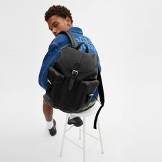 The Warner Backpack is a distinctive sophisticated style that you can take anywhere. With outside snap pockets inside multifunction pockets and a laptop sleeve it's easy to organize and carry all your essentials. Wear this leather backpack for men any day of the week whether you're heading to class or going straight to a date from work. It's the ultimate pebble leather backpack for men that will boost your look. Modern Flap Backpack For Everyday Use, Casual Leather Backpack With Flap For Travel, Casual Travel Leather Backpack With Flap, Leather Flap Backpack For Business, Casual Leather Laptop Backpack, Leather Backpack With Anti-theft Pocket For Everyday, Everyday Leather Backpack With Anti-theft Pocket, Everyday Laptop Bag With Pockets In Standard Backpack Style, Everyday Black Flap Backpack