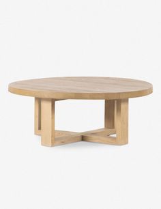 an oval wooden table with two intersecting legs and a circular top, on a white background