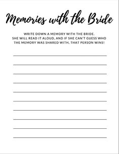 the printable memory book for brides