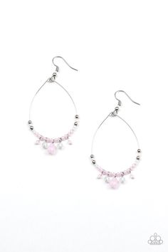 A dainty collection of silver, pearly, pink, and iridescent crystal-like beads are threaded along a dainty wire teardrop frame. Matching crystal-like beads dangle from the bottom, creating an ethereal fringe. Earring attaches to a standard fishhook fitting. Paparazzi Accessories Jewelry, Fringe Earring, Rose Gold Frame, Twisted Metal, Iridescent Crystal, Beaded Wraps, Teardrop Beads, Paparazzi Accessories, Blue Gems