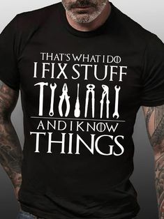 Mens I Fix Things Casual Text Letters T-Shirt | lilicloth Tshirt Design Ideas Graphic Tees, Text Letters, Tshirt Printing Design, White Clothes, Slogan T Shirt, Holiday Gift Ideas, Buy Tshirts, Red Dark, Deep Gray