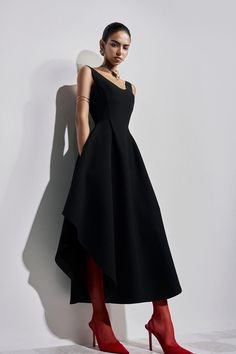 Formal Asymmetrical High Low Dress, Asymmetrical Maxi Dress For Gala, Modern Sleeveless Maxi Dress For Party, Modern Black Sleeveless Asymmetrical Dress, Sleeveless Black Asymmetrical Dress For Gala, Sleeveless Asymmetrical Dress With Side Slits For Evening, Black Sleeveless Asymmetrical Dress For Gala, Fitted Asymmetrical Sleeveless Dress For Gala, Fitted Sleeveless Asymmetrical Dress For Gala