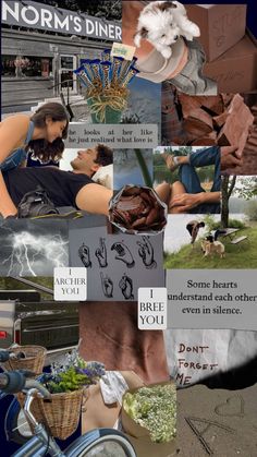 a collage of photos with words and pictures