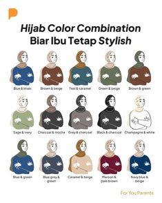 Hijab Matching Colours, Colourful Hijab Outfit, Hijab Wardrobe Capsule, Colour Matching Outfits, Business Casual Hijab Outfits, Hijab Colour Combination, Hijab Colors Combinations, Idea Outfit Hijab, Abaya Color Combinations