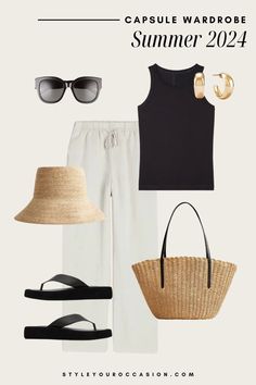 2024 Summer Capsule Wardrobe: Easy & Chic Outfits You'll Love! Summer 2024 Capsule Wardrobe, Summer Capsule Wardrobe 2024, Beach Capsule Wardrobe, Neutral Summer Outfits, Capsule Wardrobe List, Wardrobe List, Spring Summer Capsule Wardrobe, Neutral Capsule Wardrobe