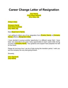 the cover letter for a job application is shown in yellow and black, as well as an