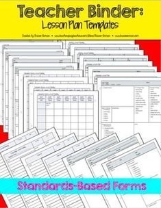 teacher binder lesson templates for teachers to use on their own school workbooks