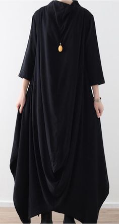 Drape Spring Cotton Linen Loose Long Dresses Plus Size Long Dresses Plus Size, Long Dress Plus Size, Deepika Padukone Style, Spring Dresses Women, Long Linen Dress, Dresses Plus Size, Women Long Sleeve Dress, Spring Women, Loose Style