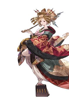 ☆ Art by - minaba hideo (djeeta from granblue fantasy) Anime Kimono, Geisha Art, Japanese Characters, Japan Art, Fantasy Character Design, Asian Art, Character Concept